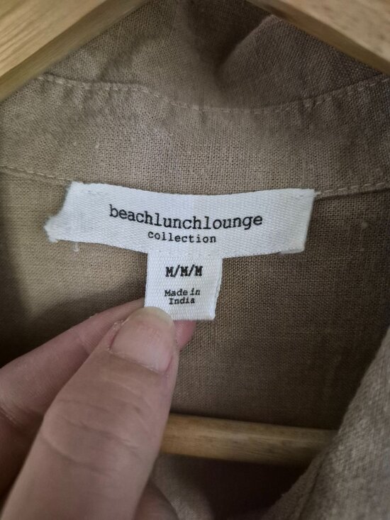 BeachLunchLounge M Tan Linen Work Casual Comfort Travel Event Dress - Picture 5 of 6